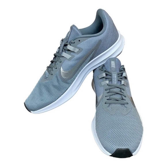 Nike Downshifter 9 Running Cool Grey/Metallic Silver/Wolf Grey Shoe Size 11 Wmn - Picture 1 of 9
